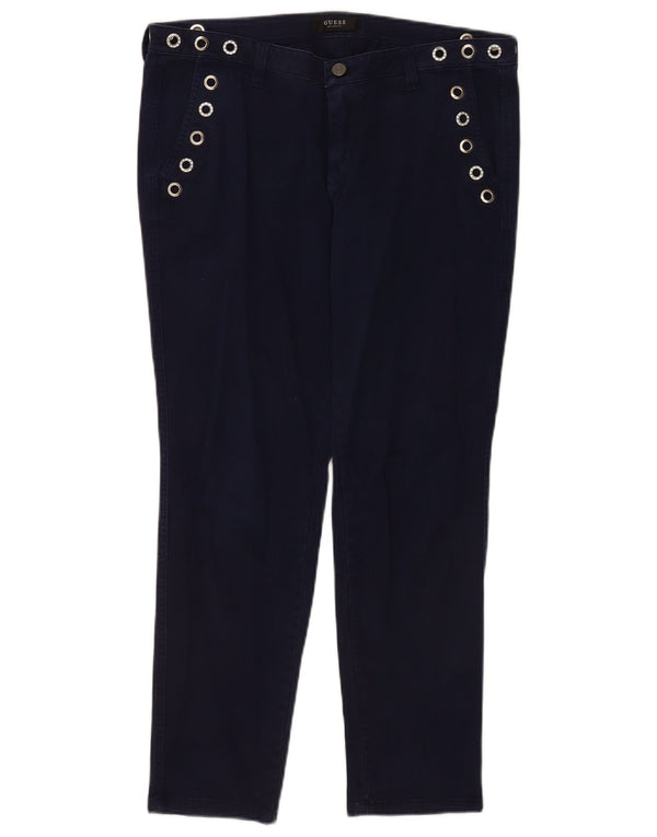 Pantaloni chino slim a vita bassa da donna Guess W31 L27 cotone blu navy