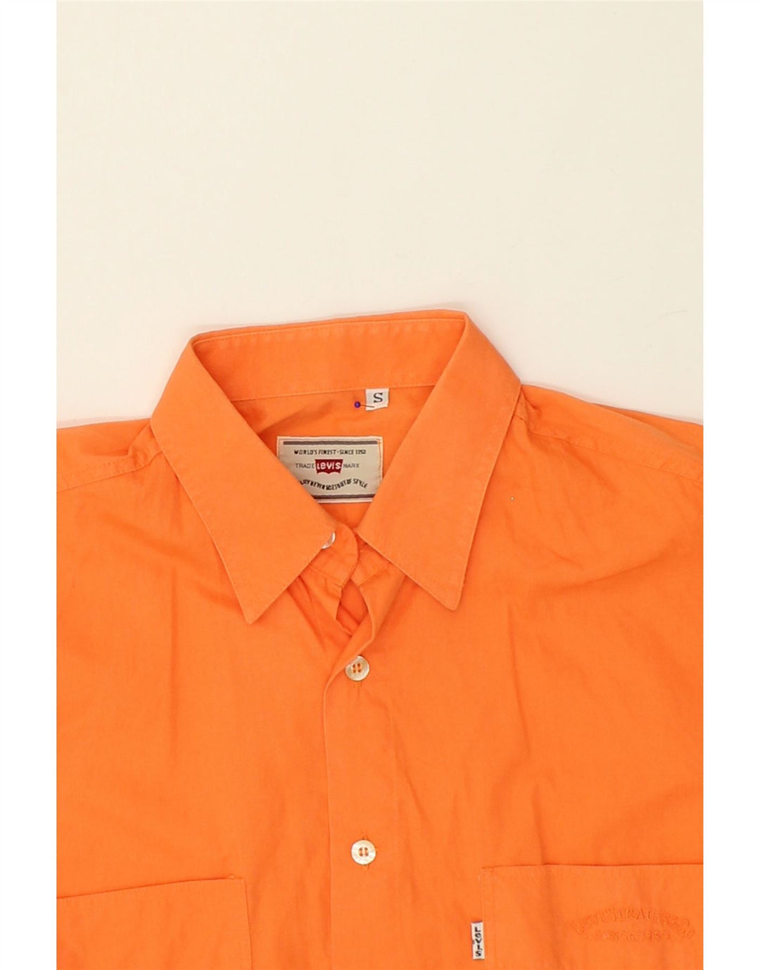LEVI'S Mens Short Sleeve Shirt Small Orange Vintage Levi's and Second-Hand Levi's from Messina Hembry 