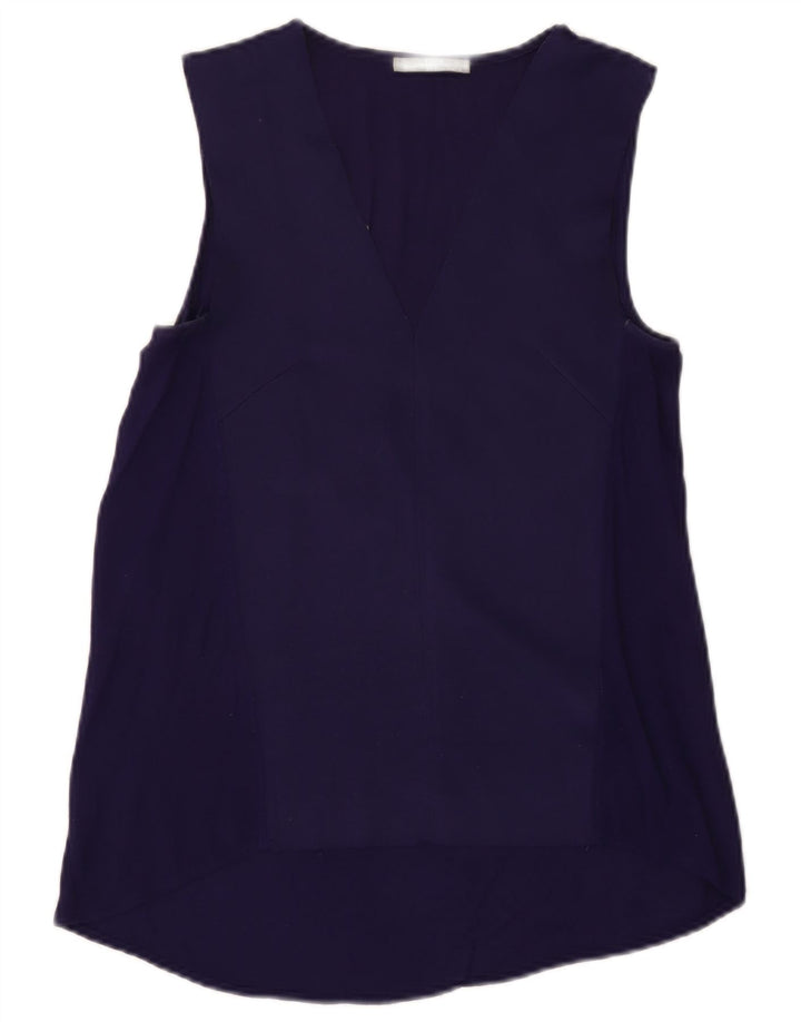 Zara Womens Blouse Top UK 10 Small Navy Blue Polyester