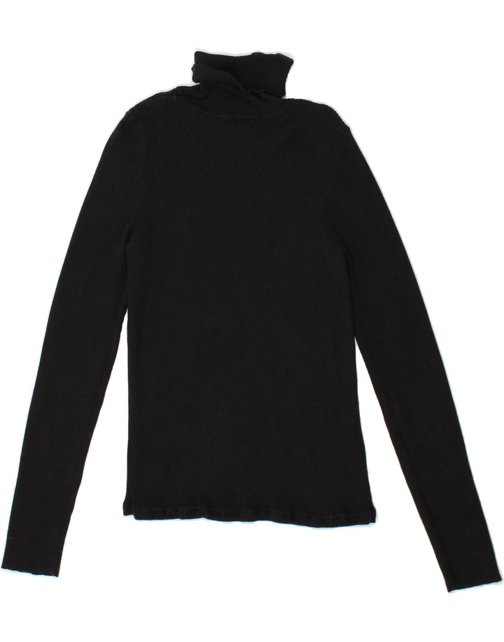 EDDIE BAUER Womens Roll Neck Jumper Sweater UK 12 Medium Black Cotton Vintage Eddie Bauer and Second-Hand Eddie Bauer from Messina Hembry 