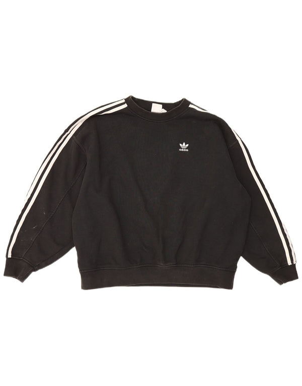 Adidas Damen Übergroßer Sweatshirt-Pullover UK 6 XS Schwarz Baumwolle