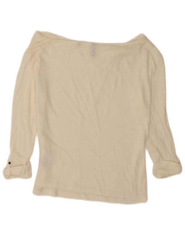 Top pentru femei Woolrich, cu mâneci 3/4, supradimensionat, cu umeri, UK 10, mic, alb