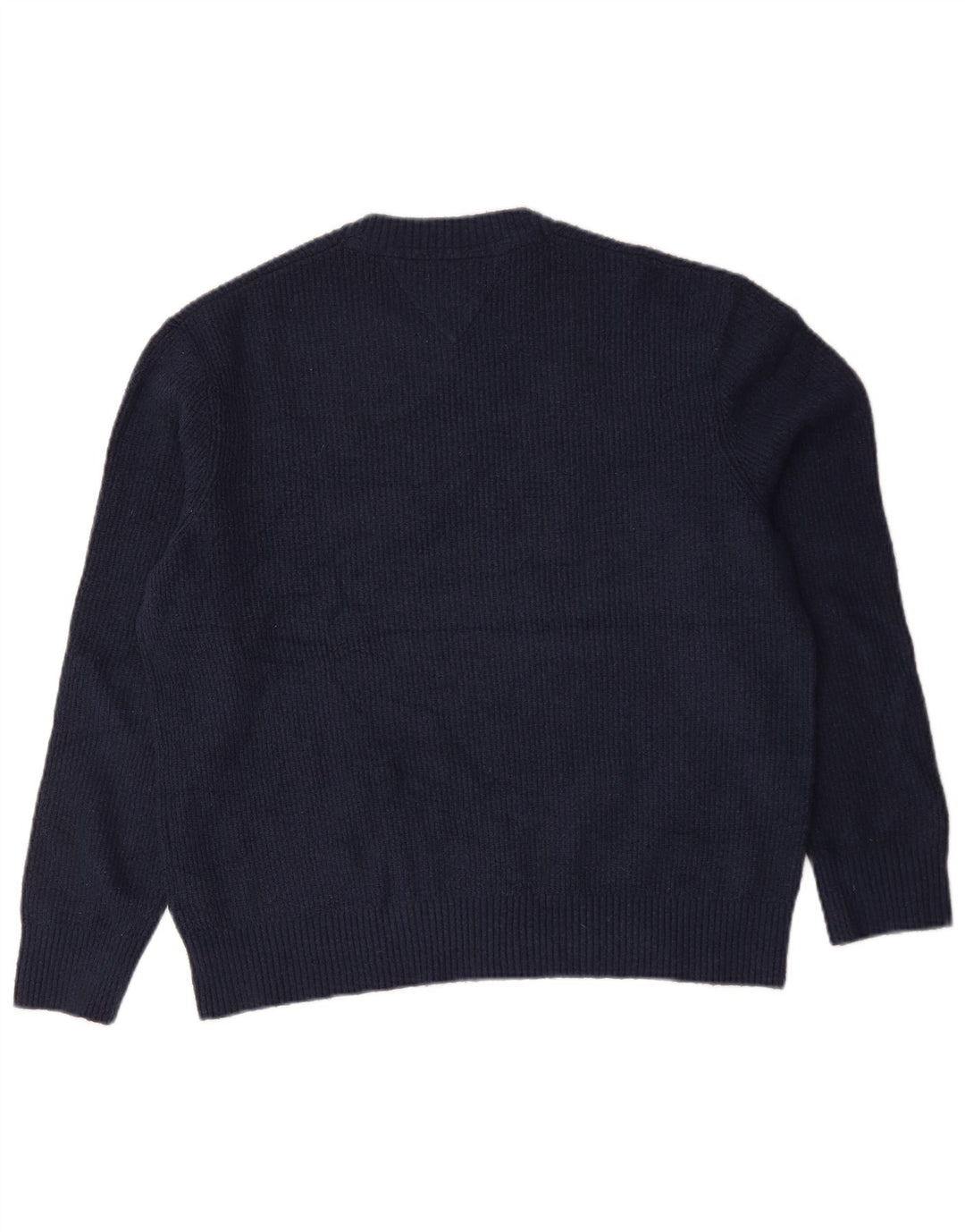 Tommy Hilfiger Mens Crew Neck Jumper Sweater Large Navy Blue Polyester