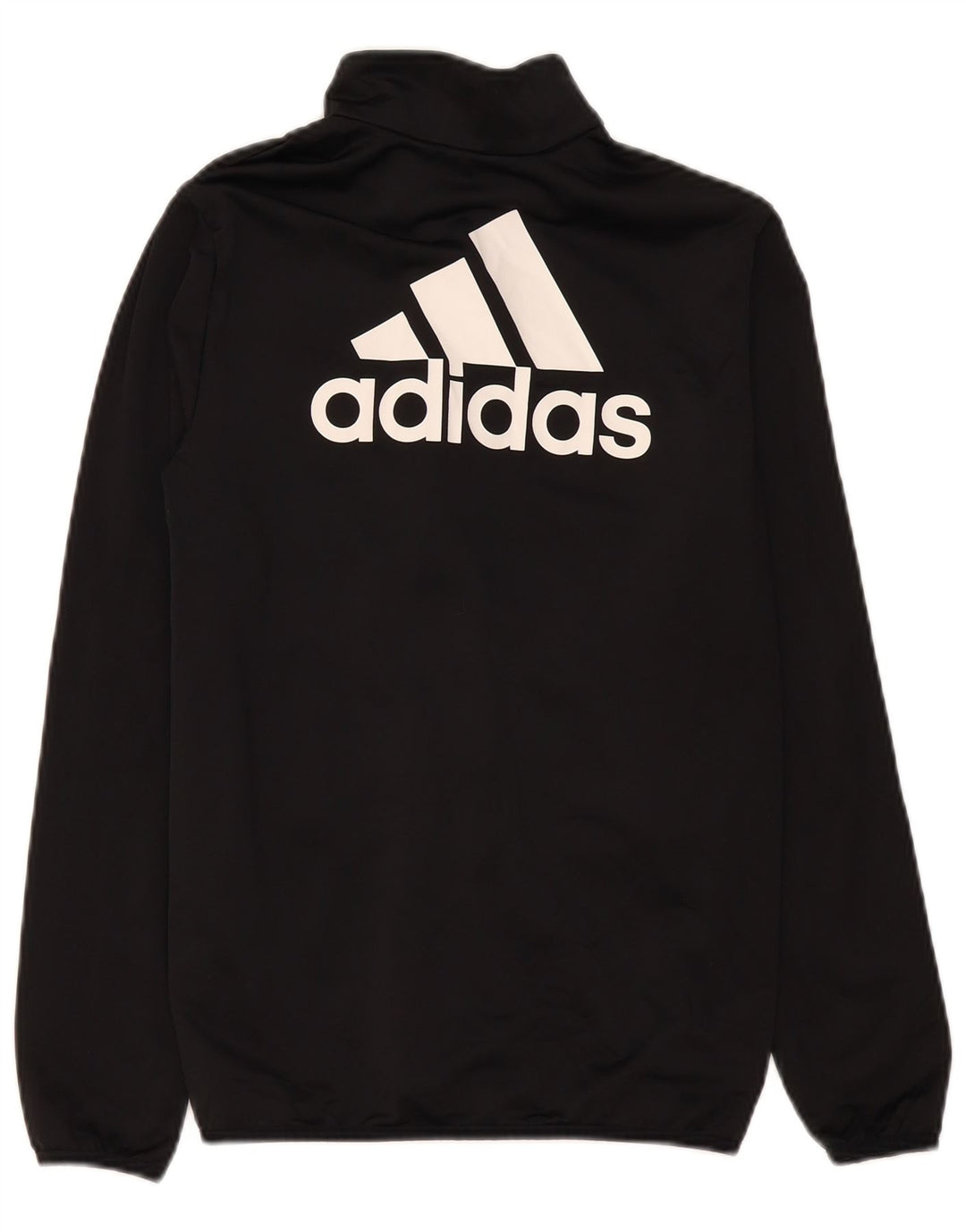 Adidas Boys Graphic Tracksuit Top Jacket 13-14 Years Black Polyester