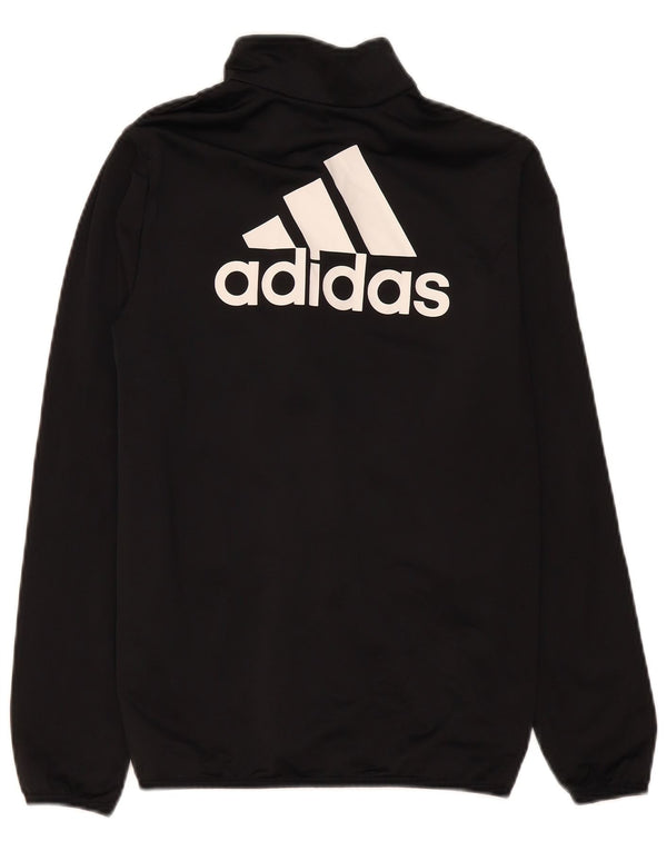 Adidas Boys Graphic Tracksuit Top Jacket 13-14 Years Black Polyester