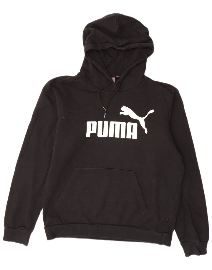 PUMA Mens Graphic Hoodie Jumper Medium Black Cotton