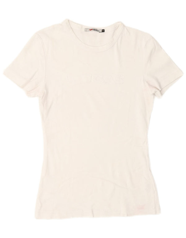 Gas Womens Graphic T-Shirt Top UK 10 Small White Cotton