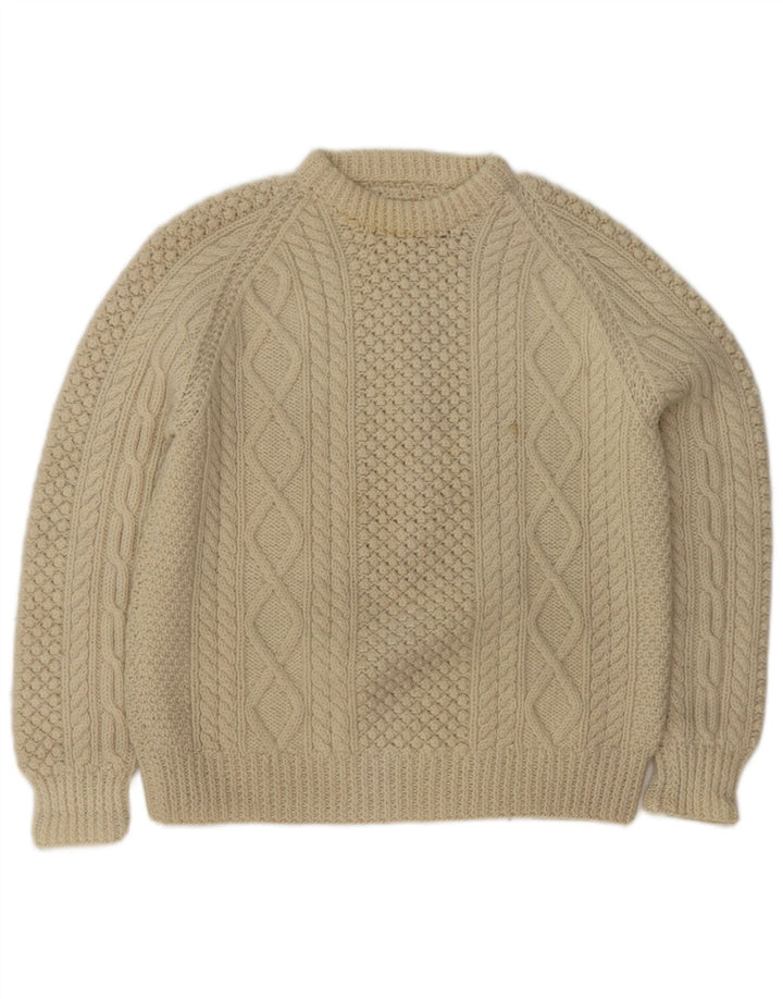 Vintage Mens Crew Neck Jumper Sweater Medium Off White