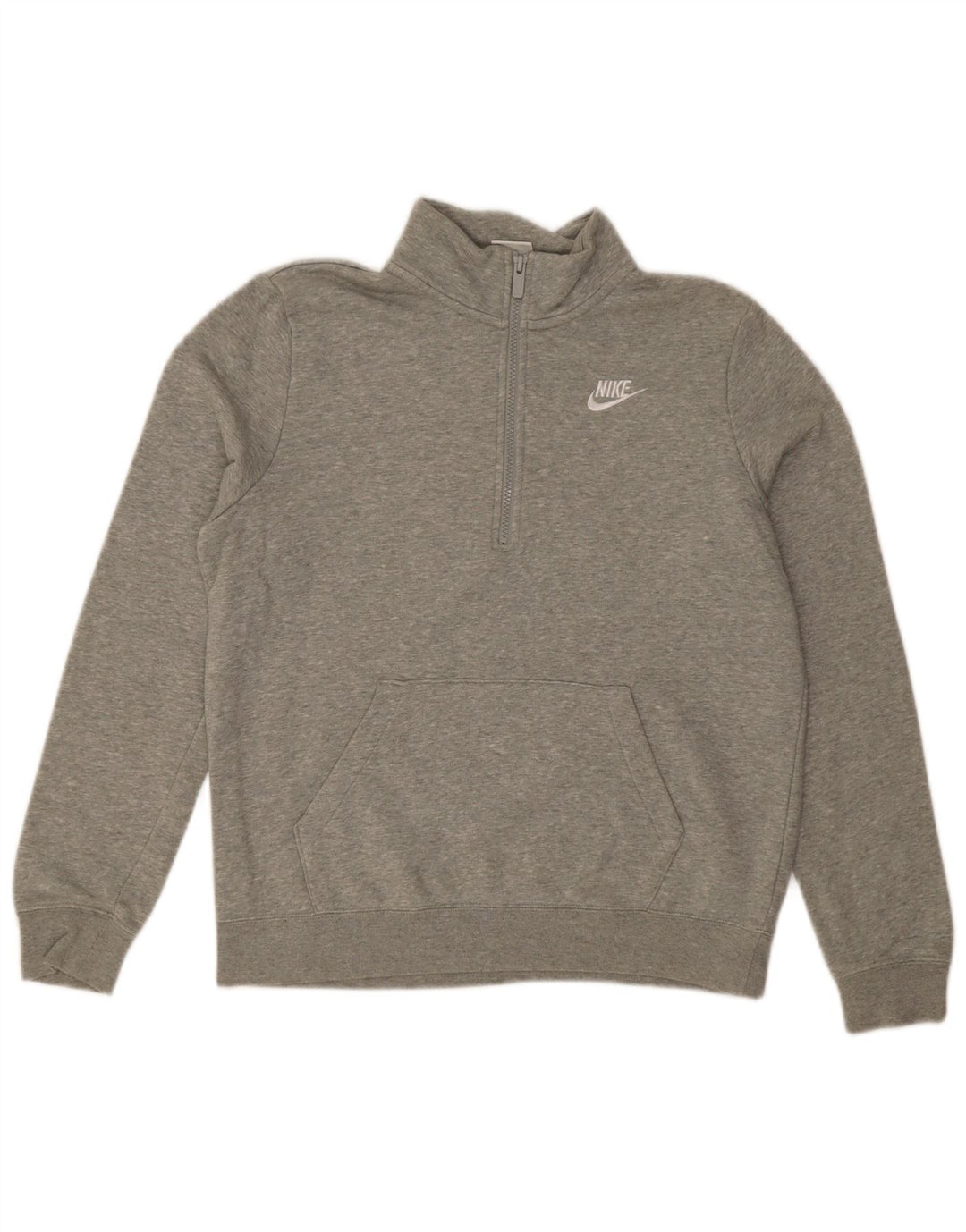 Nike Womens Oversized Zip Neck Sweatshirt Jumper UK 10 Small Grey Flecked