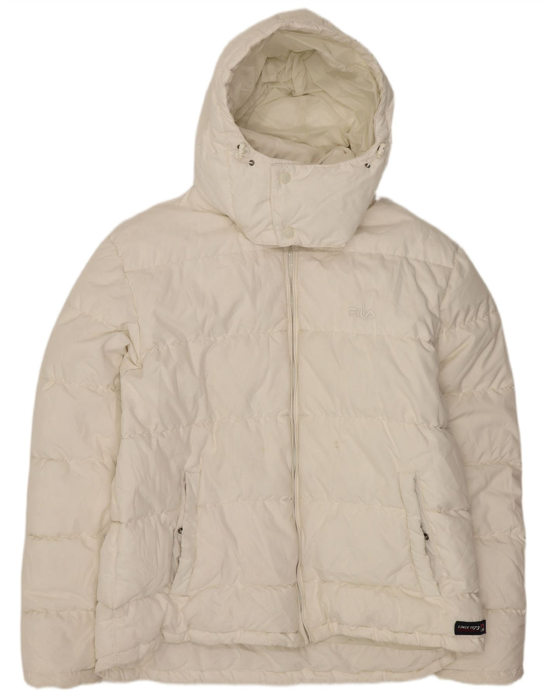 FILA Veste matelassée à capuche pour hommes UK 42 XL Blanc Polyester