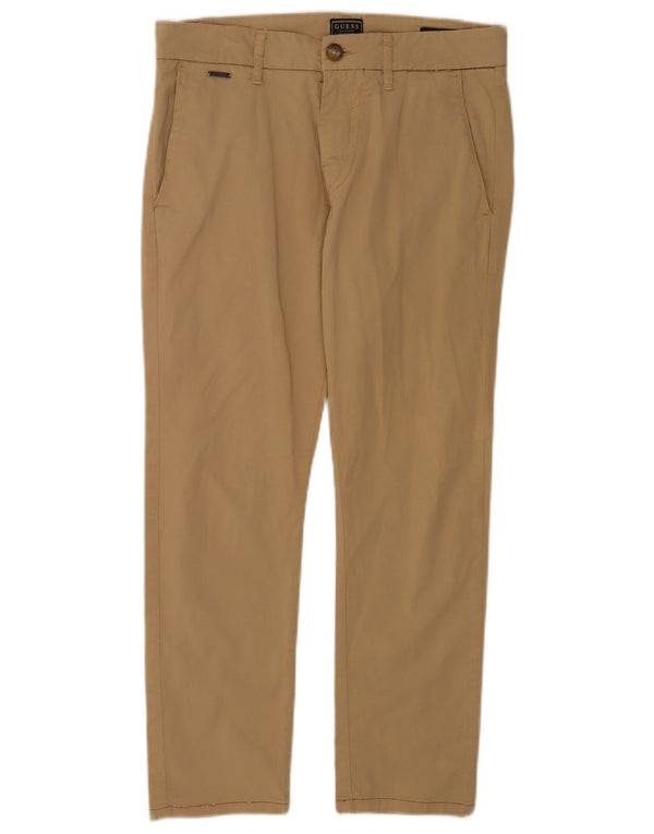 Guess Uomo Daniel Super Skinny Chino Pantaloni W30 L26 Cotone Beige