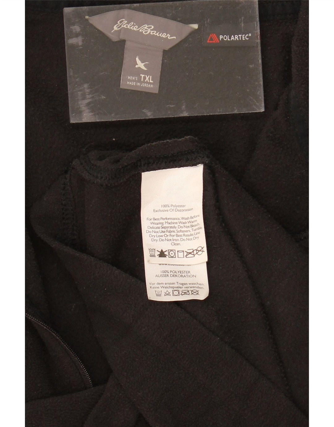 EDDIE BAUER Mens Zip Neck Fleece Jumper XL Black Polyester Vintage Eddie Bauer and Second-Hand Eddie Bauer from Messina Hembry 