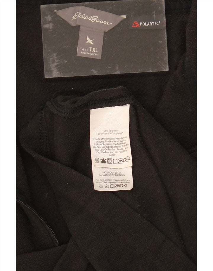 EDDIE BAUER Mens Zip Neck Fleece Jumper XL Black Polyester Vintage Eddie Bauer and Second-Hand Eddie Bauer from Messina Hembry 