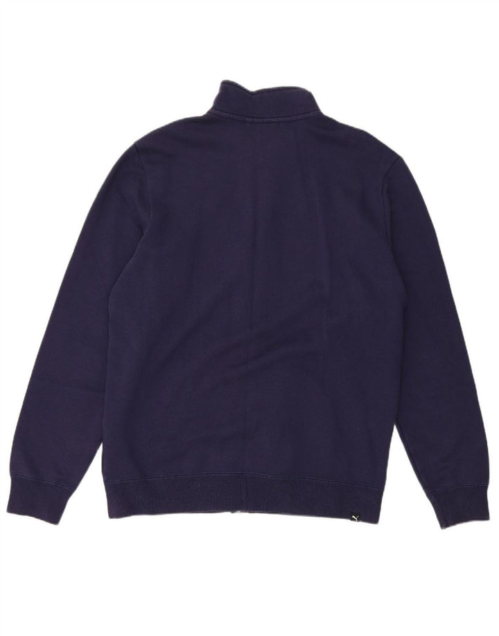 PUMA Mens Tracksuit Top Jacket Large Navy Blue Cotton