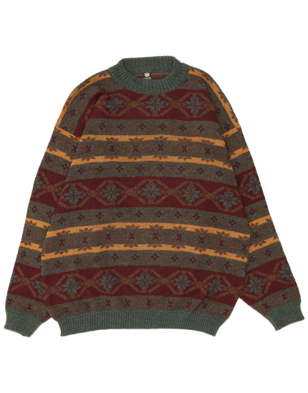 Vintage Herren Rundhalspullover Pullover XL Mehrfarbig Fair Isle Acryl