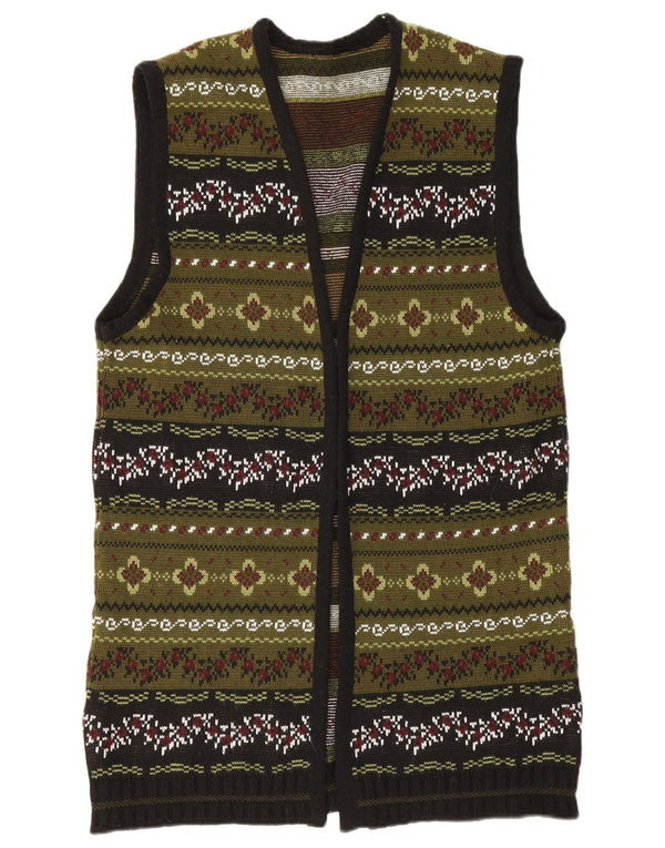Vintage Womens Longline Sleeveless Cardigan Sweater UK 12 Medium Green
