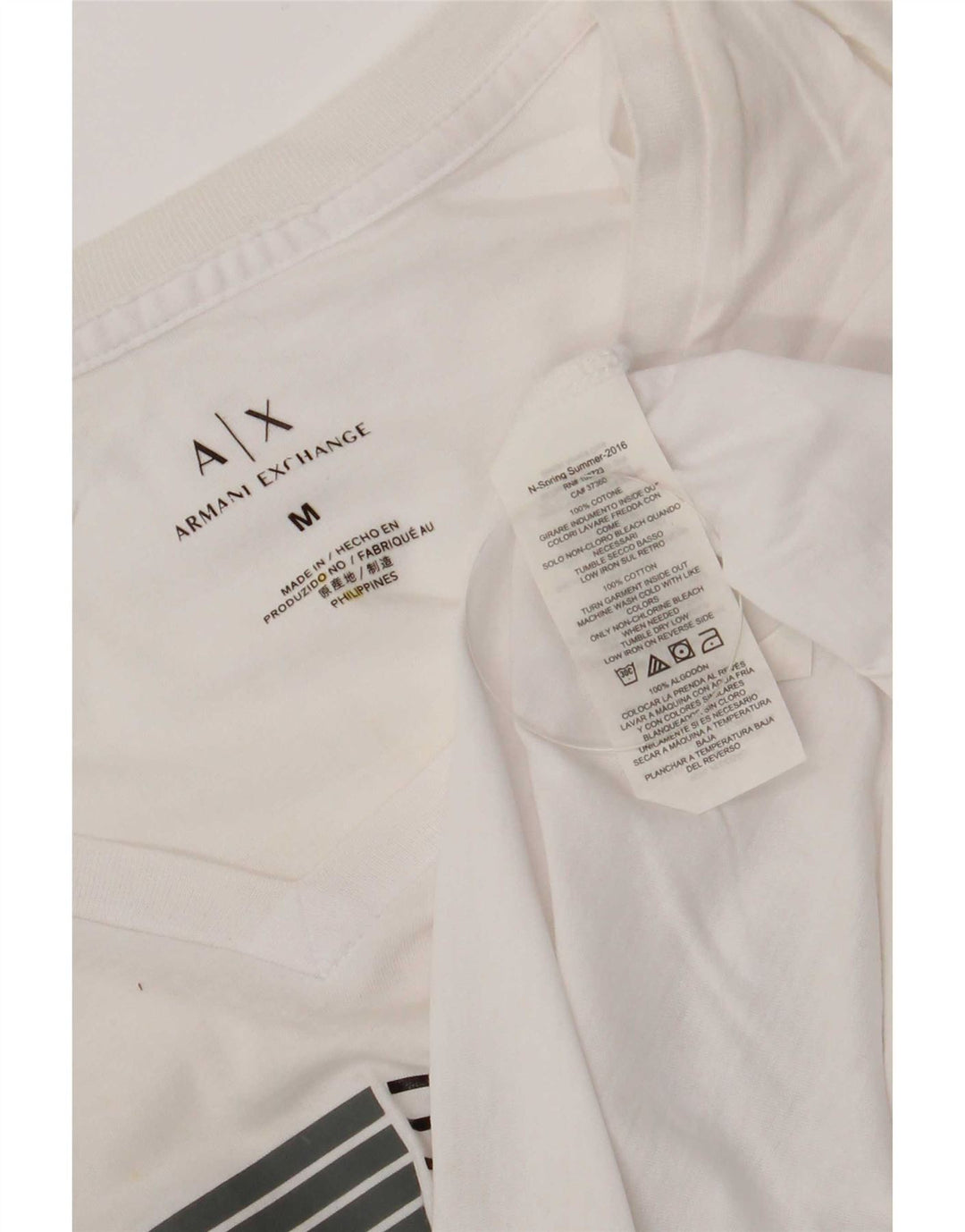 Armani Exchange Mens Graphic T-Shirt Top Medium White Cotton