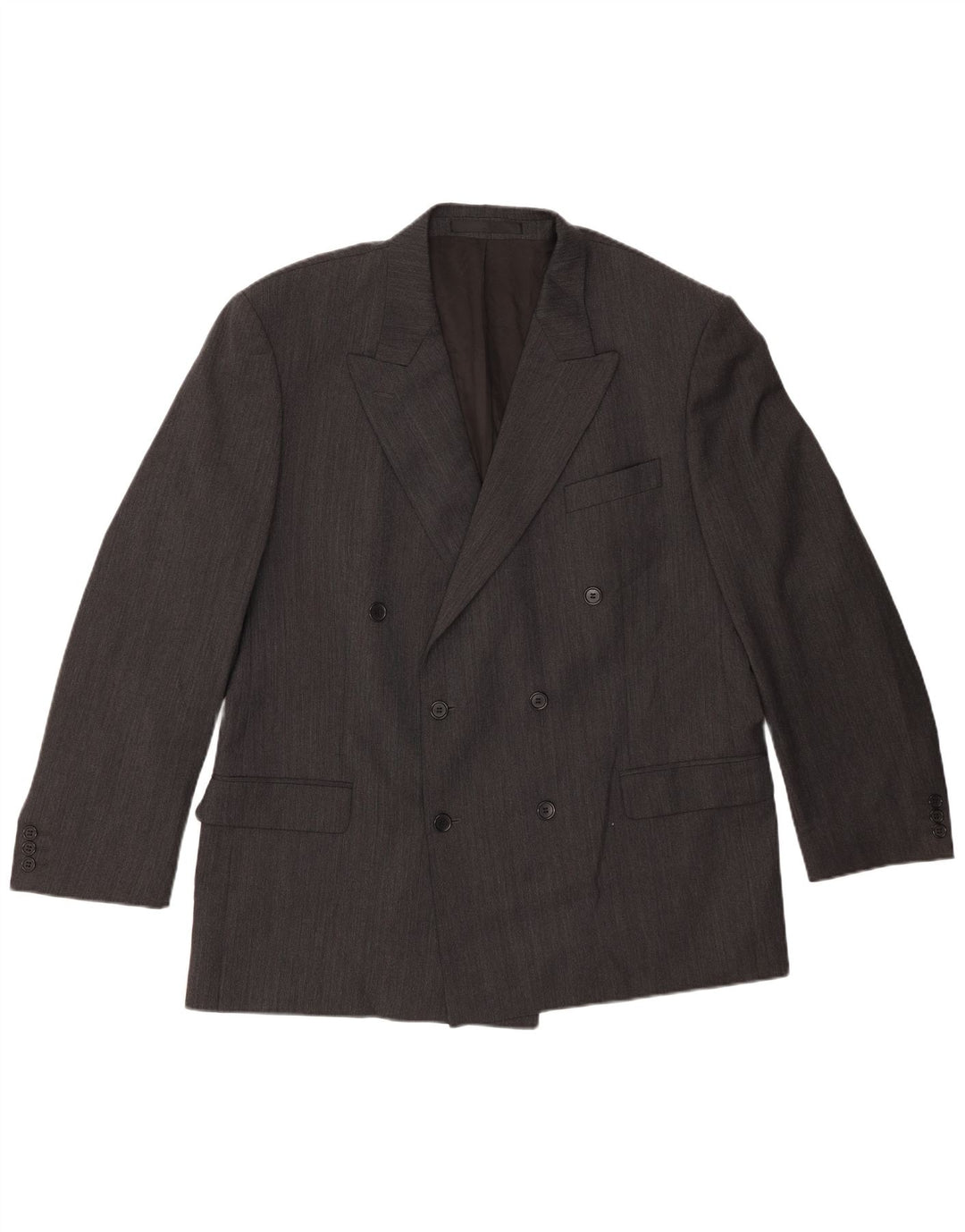 Marks & Spencer Mens Double Breasted Blazer Jacket UK 46 3XL Grey Polyester