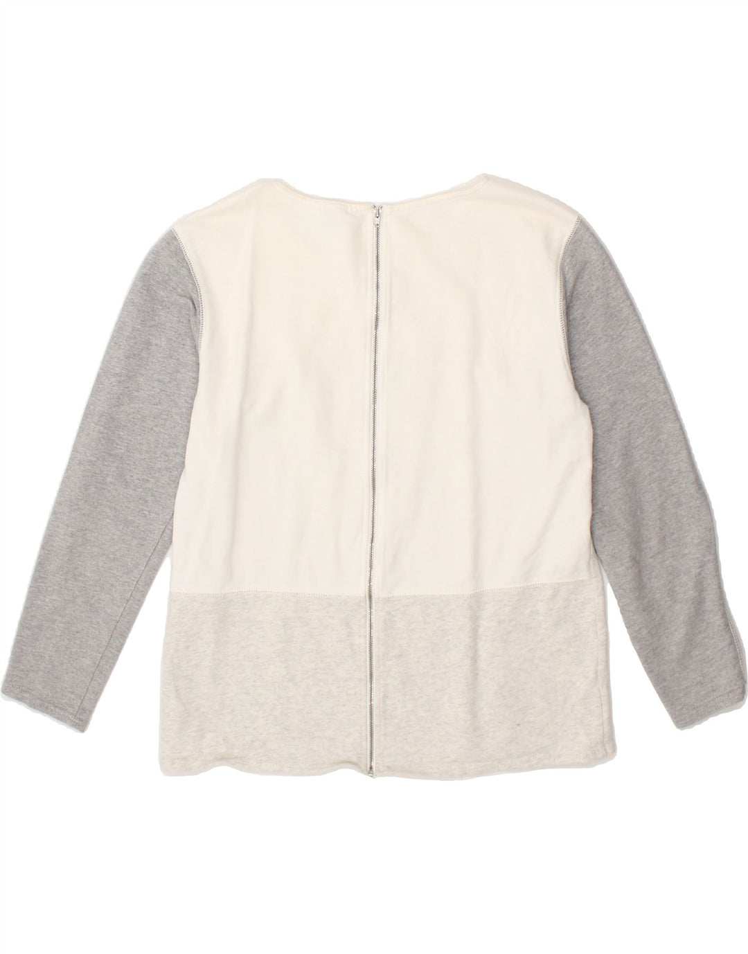 J. CREW Womens Top Long Sleeve UK 14 Medium Grey Colourblock Cotton Vintage J. Crew and Second-Hand J. Crew from Messina Hembry 