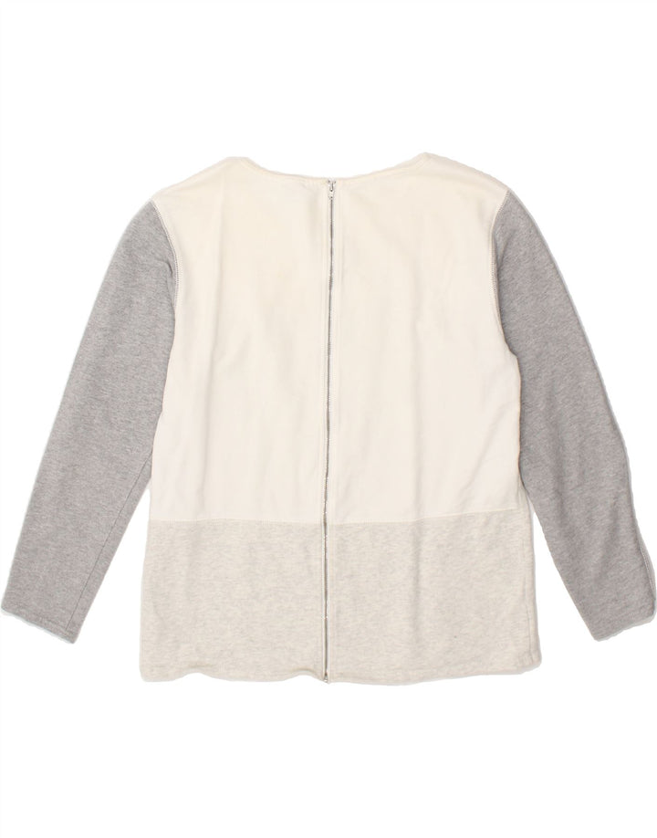 J. CREW Womens Top Long Sleeve UK 14 Medium Grey Colourblock Cotton Vintage J. Crew and Second-Hand J. Crew from Messina Hembry 
