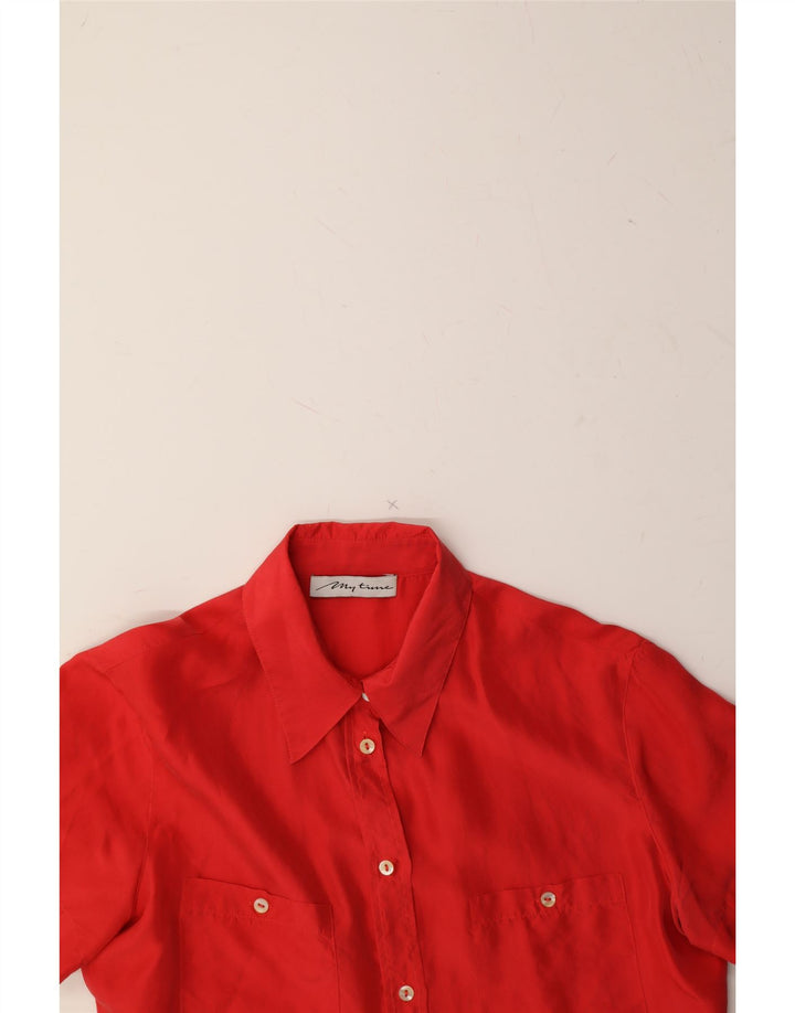 VINTAGE Womens Short Sleeve Shirt Blouse UK 12 Medium Red Vintage Vintage and Second-Hand Vintage from Messina Hembry 