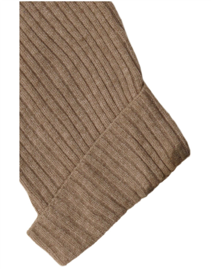 Zara Womens Crop Oversized Turtle Neck Jumper Sweater UK 14 Medium Beige
