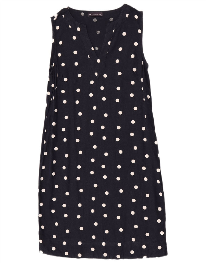 Marks & Spencer Womens Shift Dress UK 8 Small Navy Blue Polka Dot