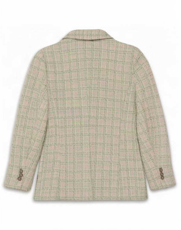 Zara Mujer Chaqueta Blazer De Doble Botonadura UK 40 Medium Green Check