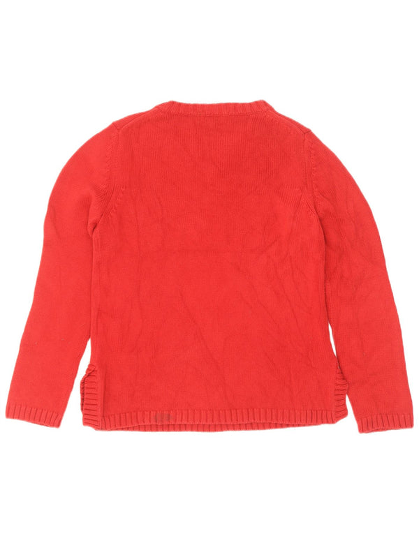 Eddie Bauer Dame V-hals sweater UK 12 Medium Rød Bomuld