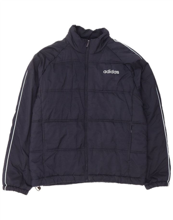 Adidas Mens Padded Jacket UK 42 XL Navy Blue Polyester
