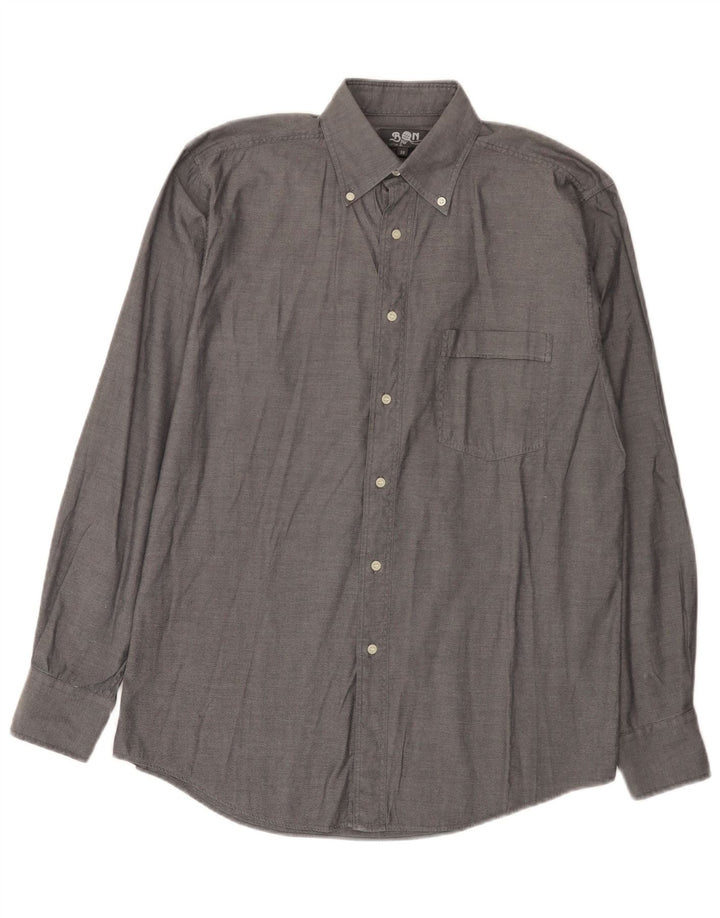Vintage Mens Shirt Size 38 Medium Grey Cotton