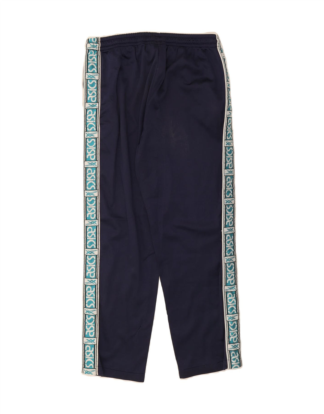 ASICS Womens Graphic Tracksuit Trousers IT 52 Large Navy Blue Polyester Vintage Asics and Second-Hand Asics from Messina Hembry 