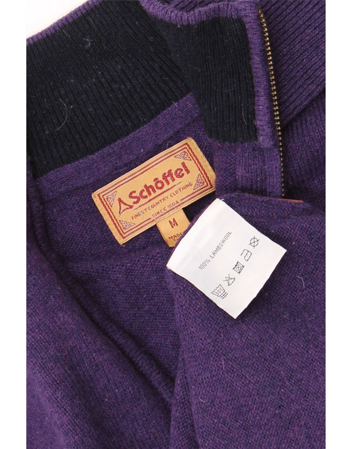 Schoffel Mens Zip Neck Jumper Sweater Medium Purple Lambswool