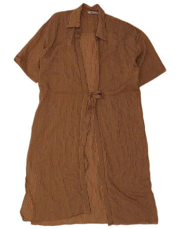 Abito a vestaglia oversize da donna Zara UK 10 piccolo gessato marrone