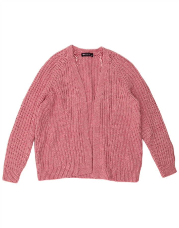 Maglione cardigan aperto da donna Marks & Spencer UK 14 Acrilico rosa medio