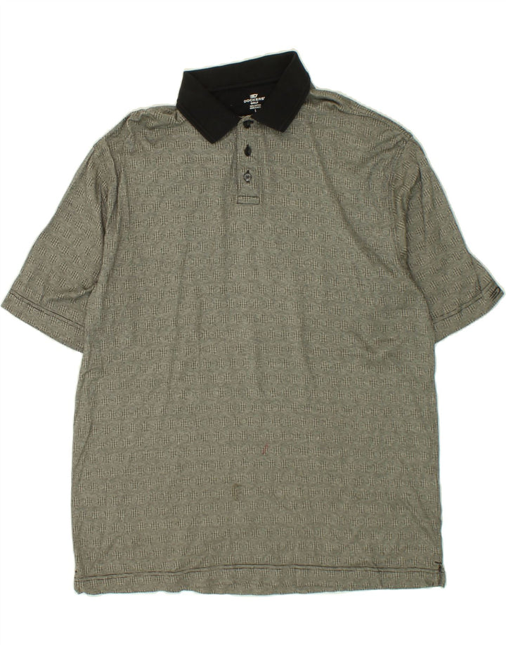 DOCKERS Mens Golf Polo Shirt Large Grey Argyle/Diamond Cotton Vintage Dockers and Second-Hand Dockers from Messina Hembry 