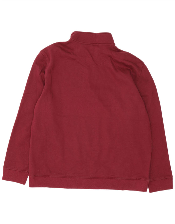IZOD Mens Zip Neck Sweatshirt Jumper XL Burgundy Polyester