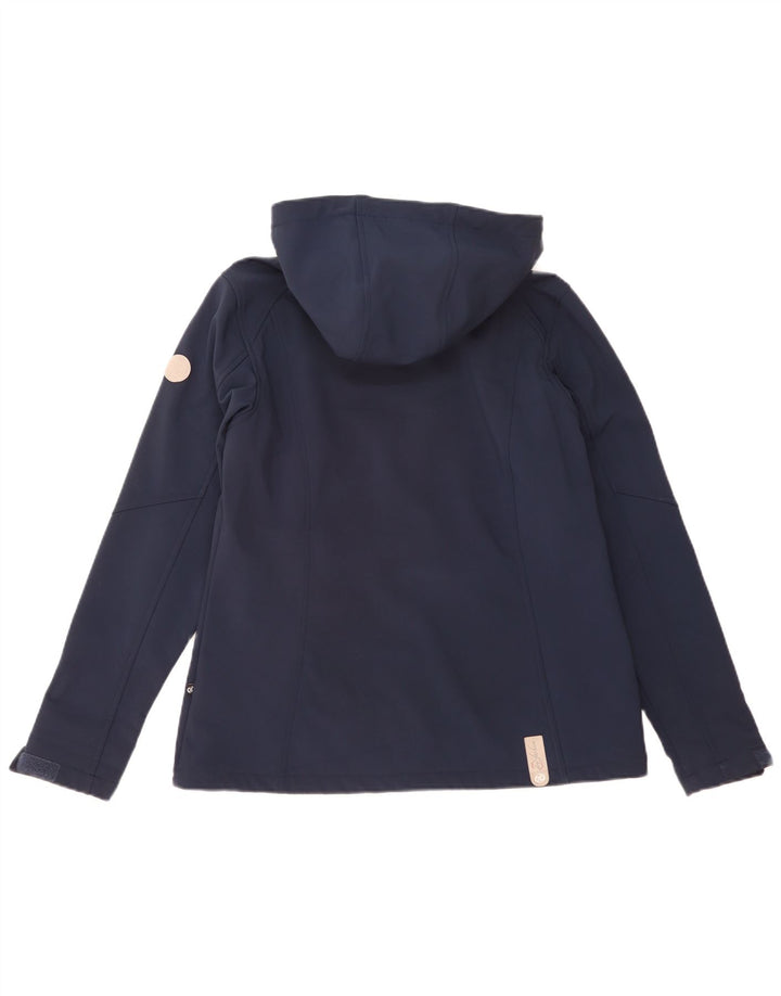 Vintage Womens Hooded Windbreaker Jacket EU 40 Medium Navy Blue Polyester