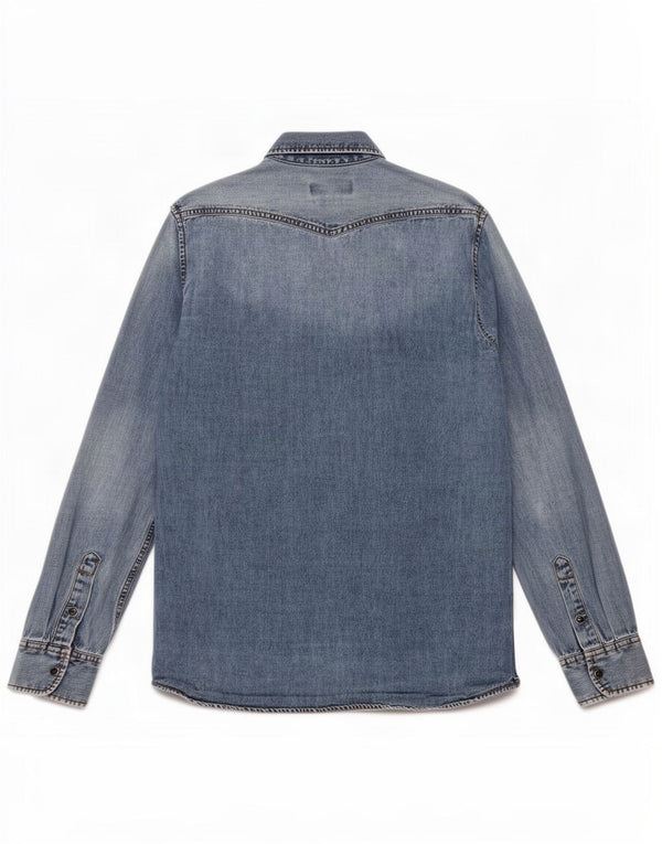 Mustang Chemise en Jean Coupe Slim Homme Bleu Moyen Coton