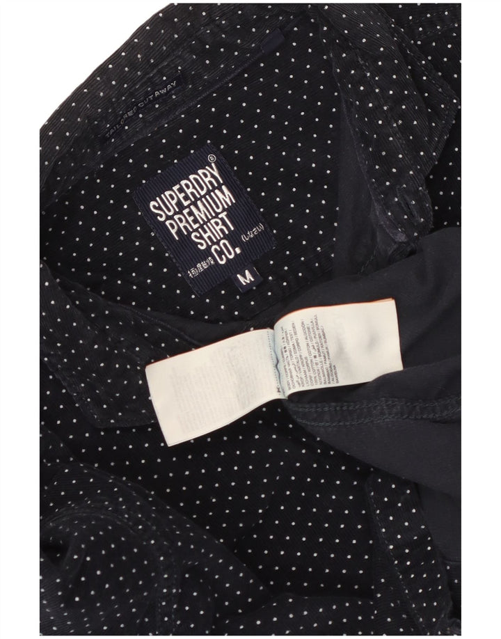 Superdry Mens Corduroy Shirt Medium Navy Blue Spotted Cotton