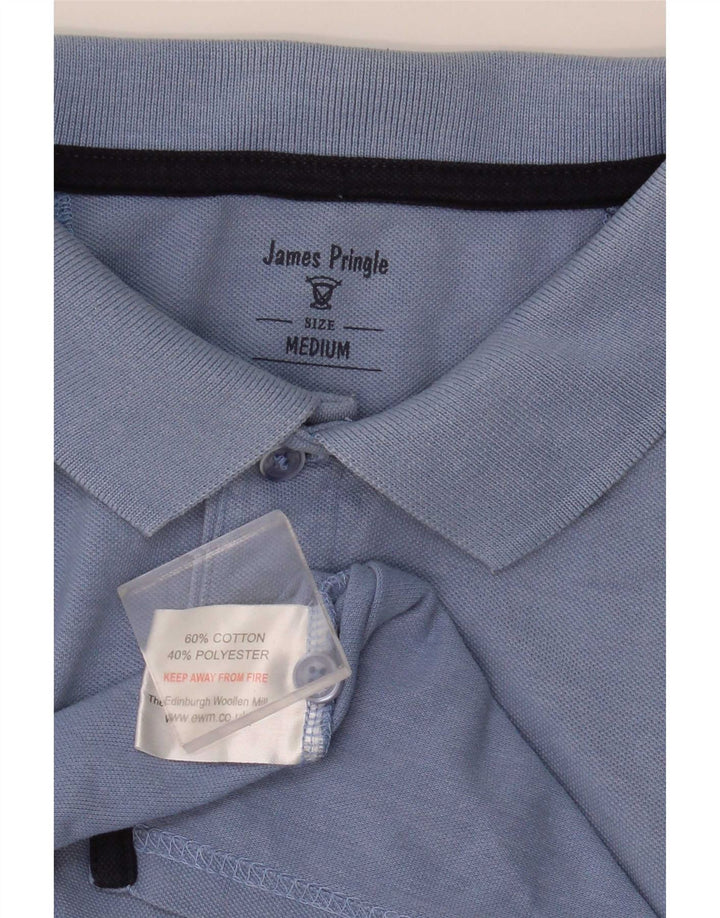 James Pringle Mens Polo Shirt Medium Blue Cotton