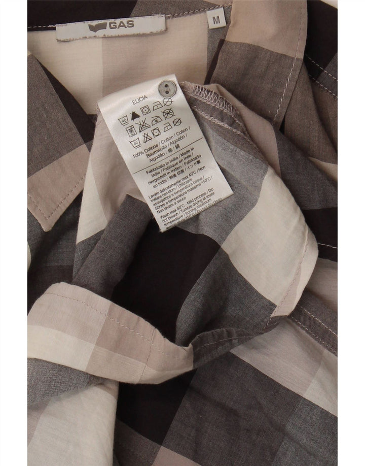 GAS Womens Shirt UK 14 Medium Beige Check Cotton Vintage Gas and Second-Hand Gas from Messina Hembry 
