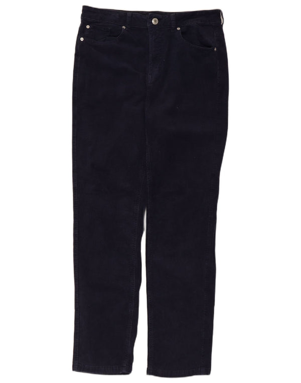 Marks & Spencer Womens Corduroy Trousers UK 14 Large W32 L28 Navy Blue