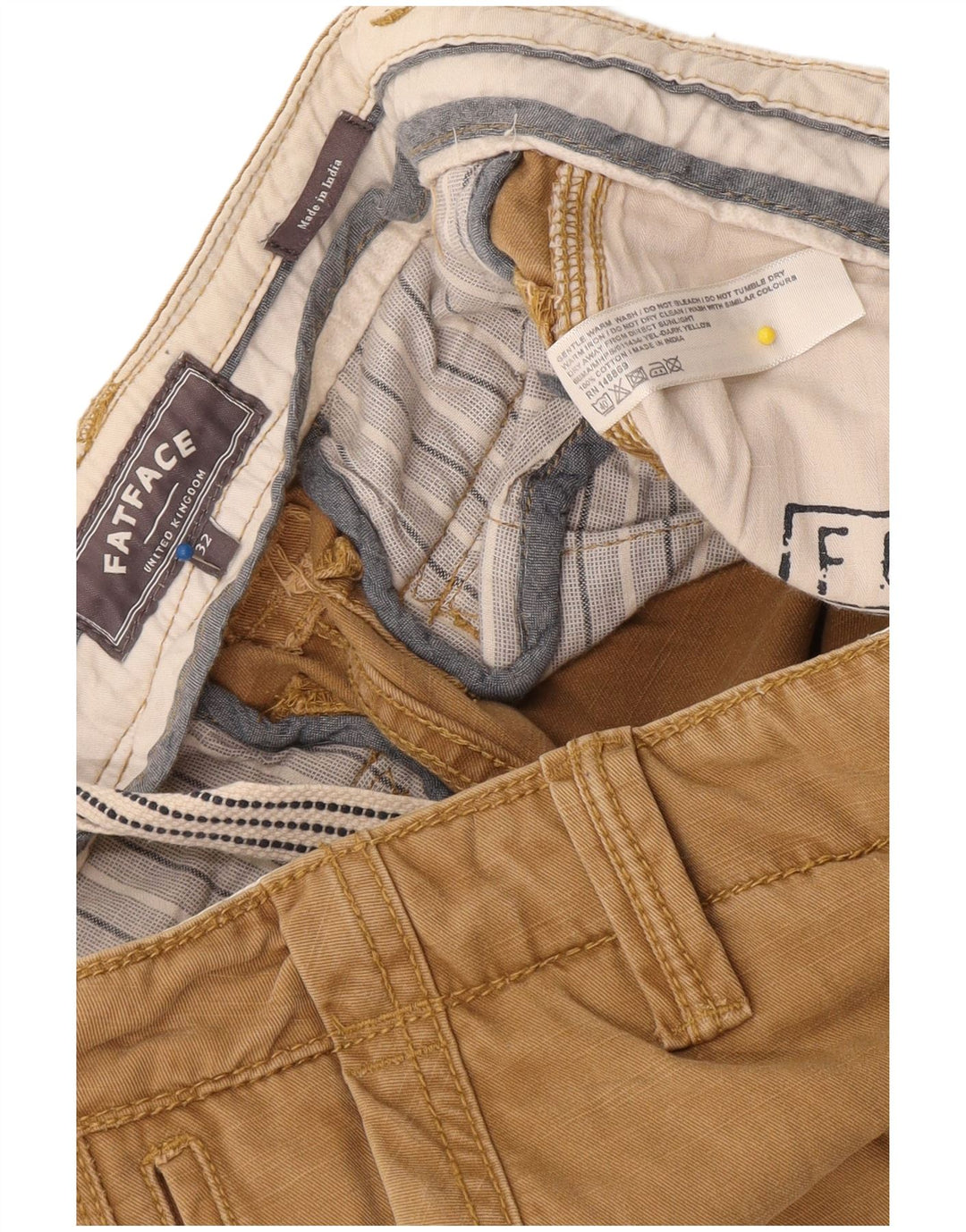Fat Face Mens Regular Cargo Shorts W32 Medium Beige Cotton