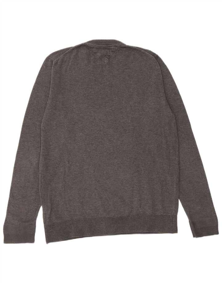 TOMMY HILFIGER Mens Crew Neck Jumper Sweater Medium Grey Cotton