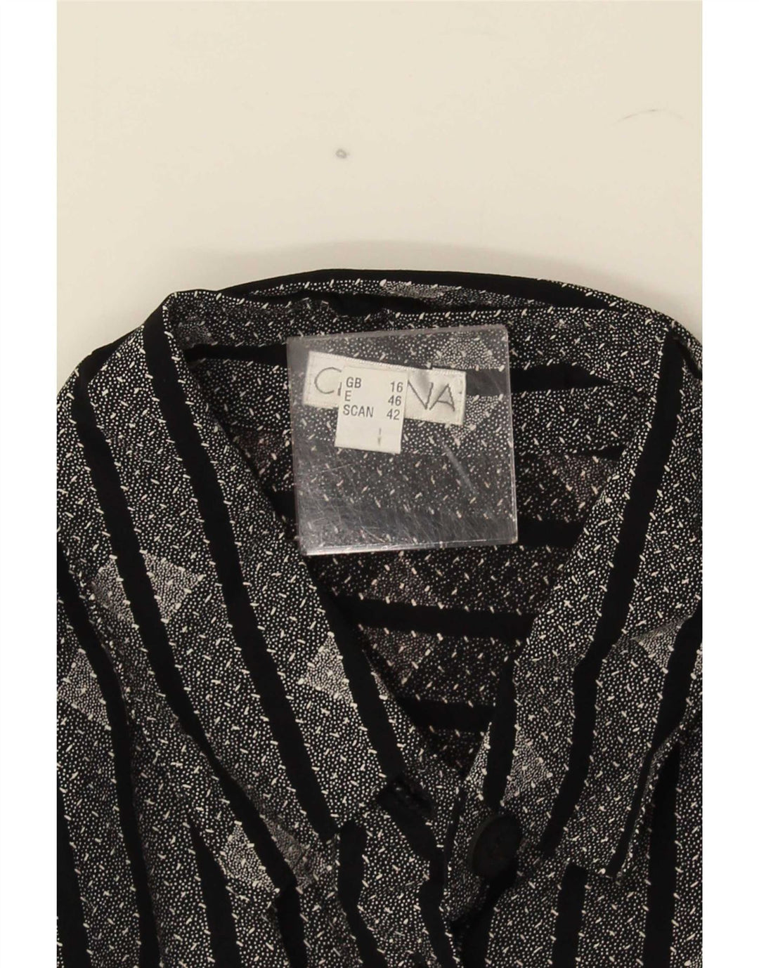 Vintage Womens Shirt UK 16 Large  Black Striped