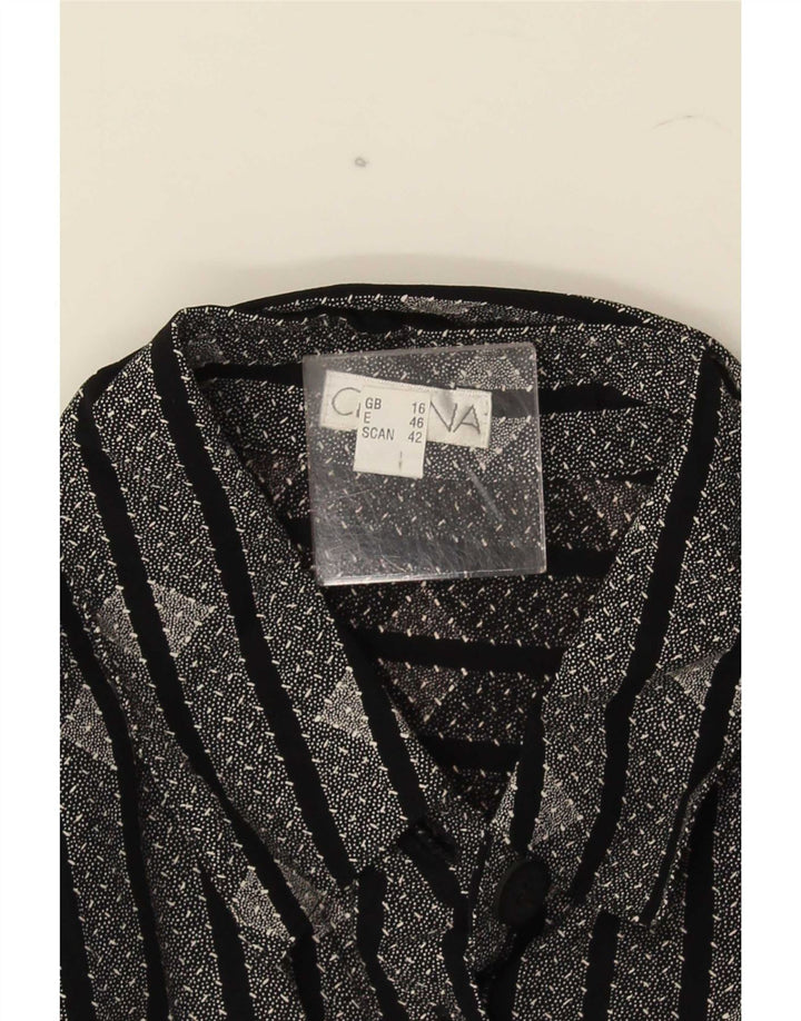 Vintage Womens Shirt UK 16 Large  Black Striped