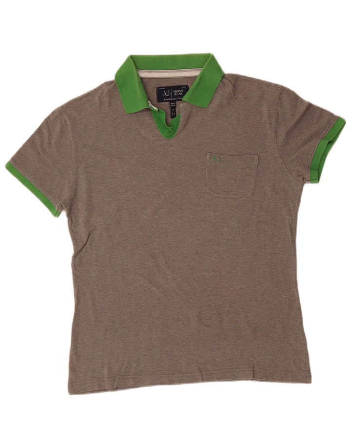 Armani Jeans Mens Polo Shirt Large Grey Cotton