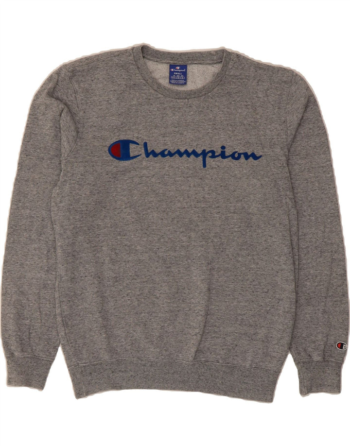 CHAMPION Mens Graphic Sweatshirt Jumper Small Grey Flecked Cotton Vintage Champion and Second-Hand Champion from Messina Hembry 