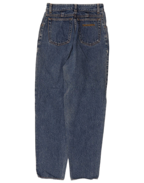 Trussardi Jeans feminino cintura alta cônico IT 42 médio W28 L28 algodão azul